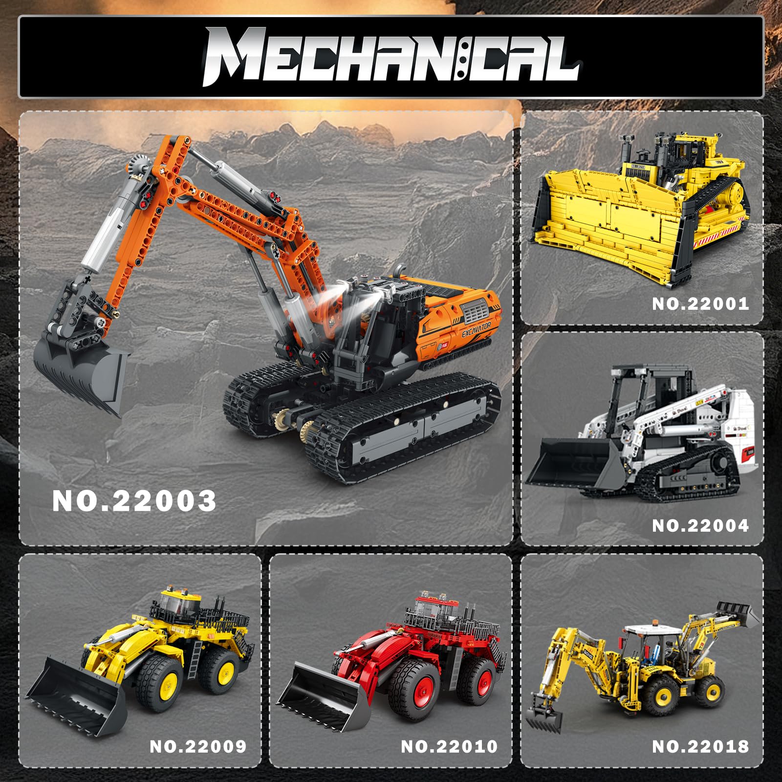 Reobrix Juego de construcción de excavadora RC, modelo de excavadora de control remoto con motor, juguetes de construcción de camiones para niños 22003, bloques de construcción de vehículos, juguetes