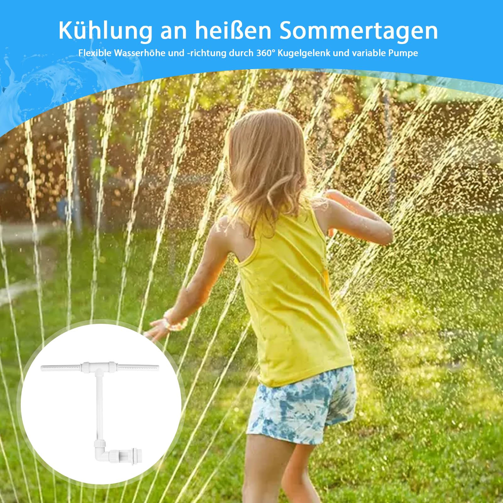 Fuente de agua doble de HOSPAOP, cascada ajustable para piscina y spa, blanco