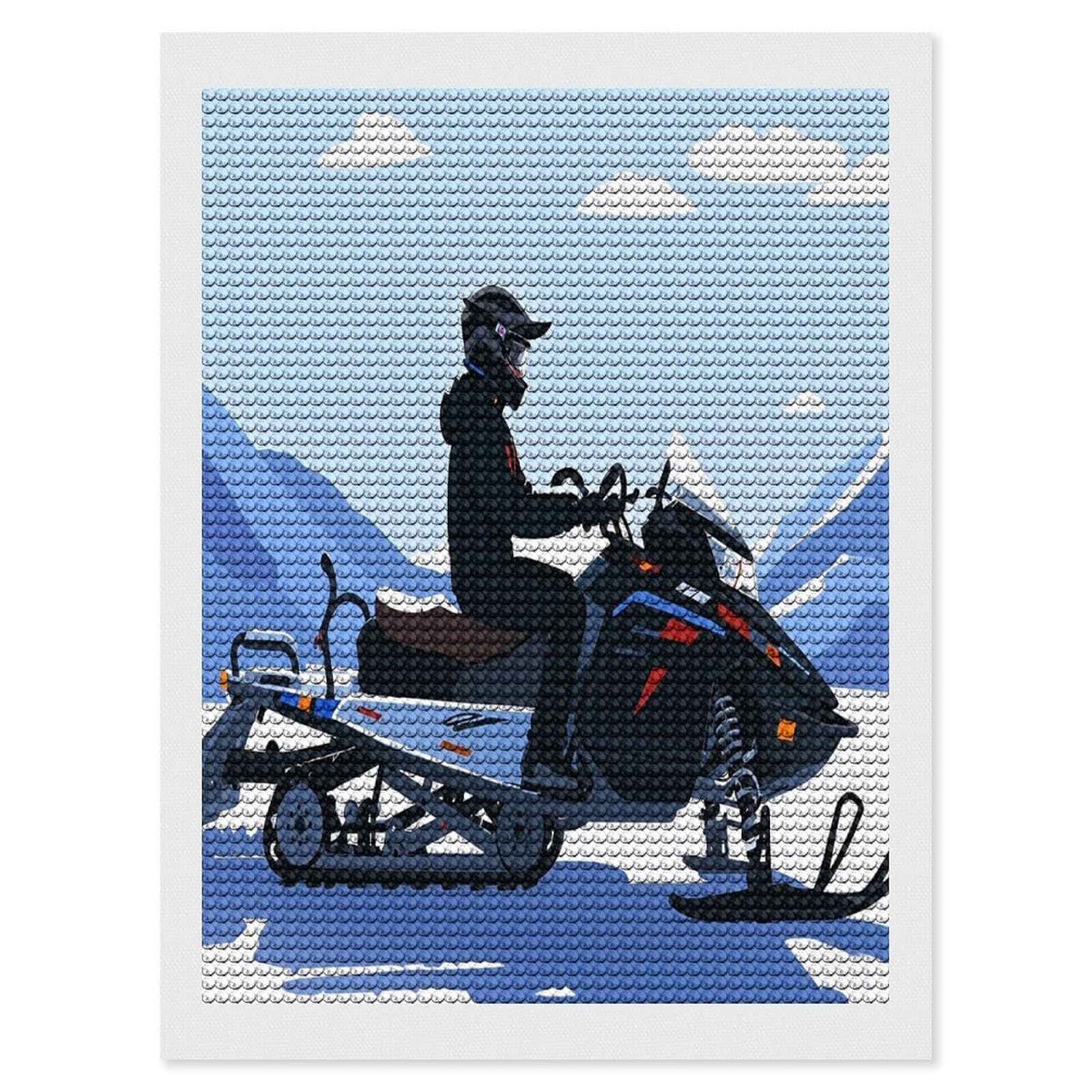 FekiLoot Snowmobile Diamond Painting Kits for Beginners DIY Diamond Art Kits for Adults Full Drill Round Diamond Dot Gem Art Painting Fun DIY Crafts for Home Kitchen Wall Decor Gift 12"x16"