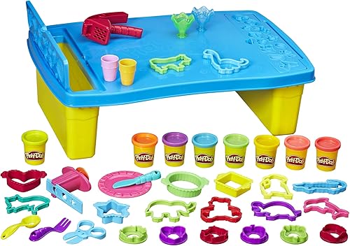 Play-Doh Play N Store - Mesa de juegos para niños para actividades de arte y manualidades con 8 colores no tóxicos latas de 2 onzas exclusivo de