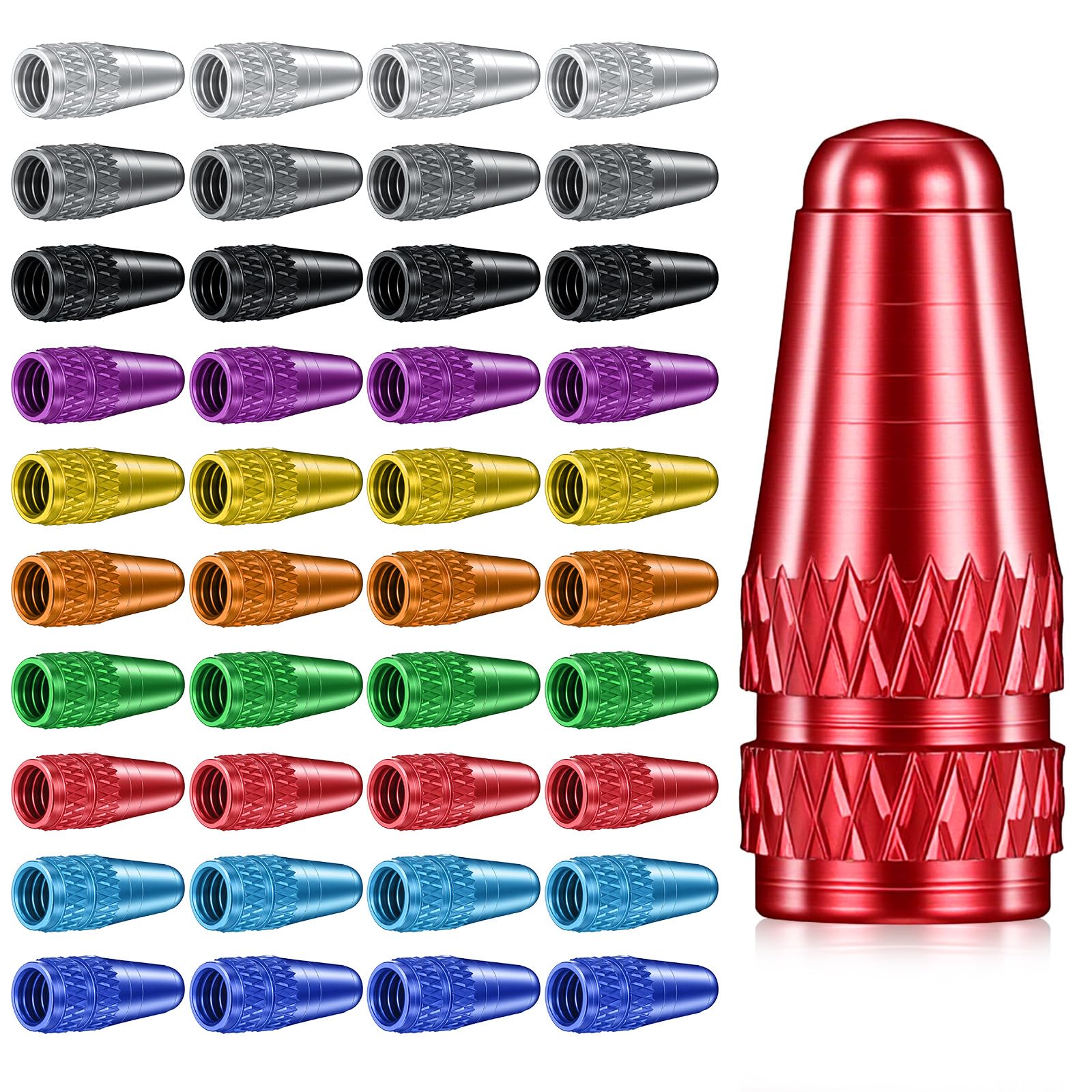 40 Pack Presta Valve Caps 10 Colors Fluorescent Aluminum Bike Tubeless Tire Caps Air Dust Stem Covers Used on Presta French Valves, Dust Caps for Bike Tyres Mtb Mountain Road Bicycle Valve Cover