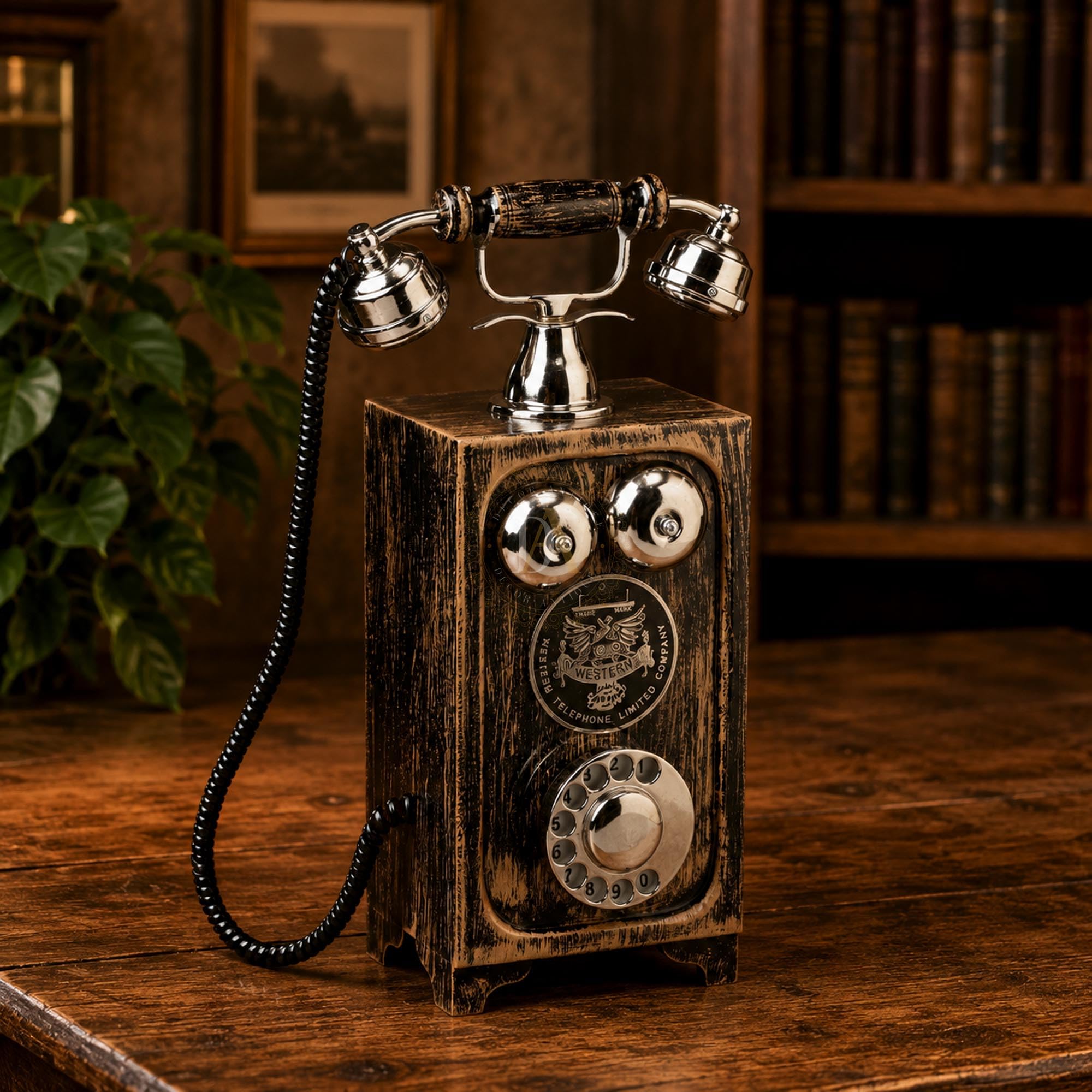 Decor Antique Telephone Made by Brass Black Golden Finish Look Telephone Model. Made Showpiece (Non Working) Desk Decor Item. Designer Product-image-36
