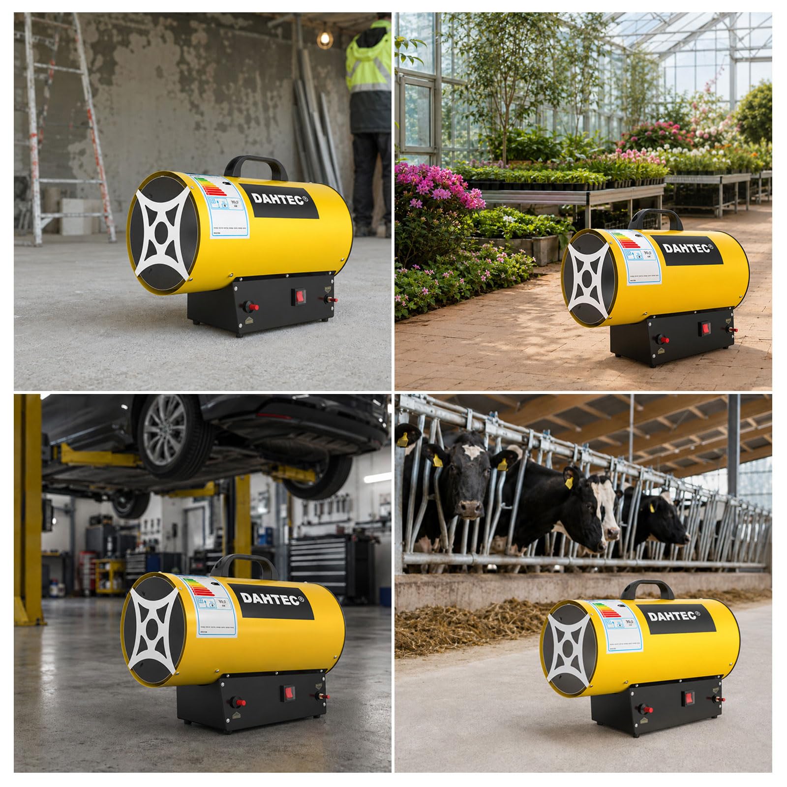 Riscaldatore Mobile a Gas 30 kW - Cannone Termico - Termoventilatore a Gas - Riscaldamento Radiante - Accensione Piezoelettrica - per Cantieri, Officina, Serra
