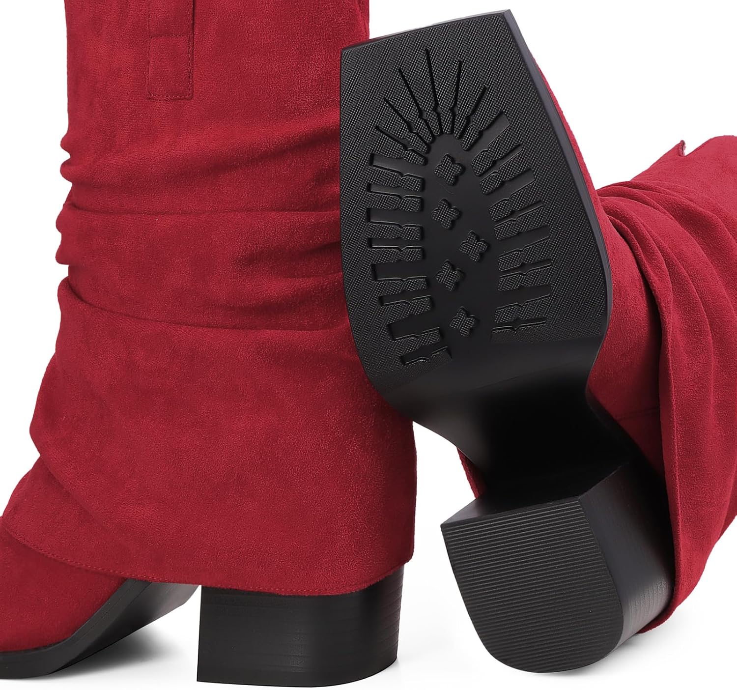 Cowboy Boots for Women Cowgirl Mid Calf Square Toe Fold Over Chunky... - Picture 56 of 56