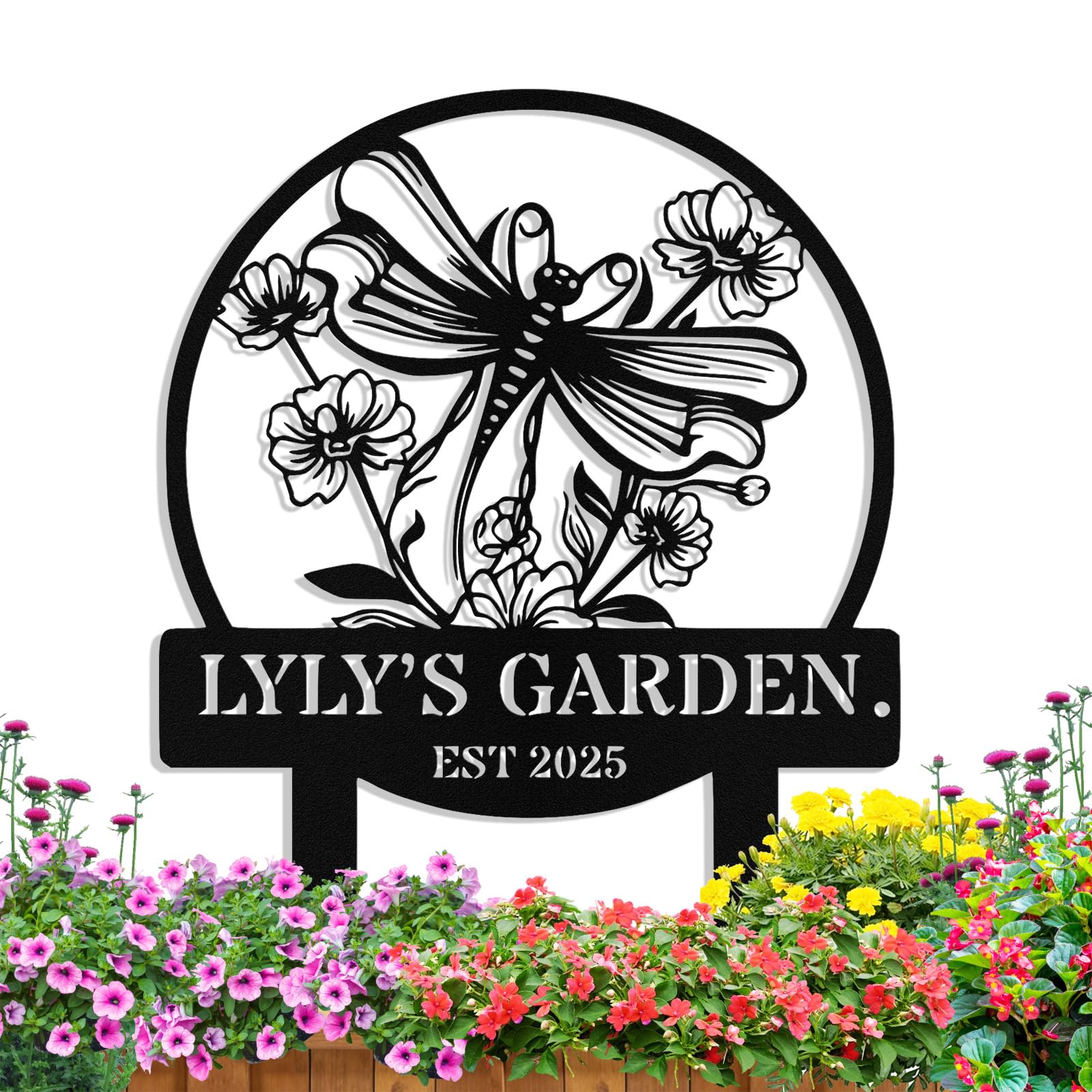 Personalized Metal Dragonfly Garden Signs, Custom Garden Signs for Outside