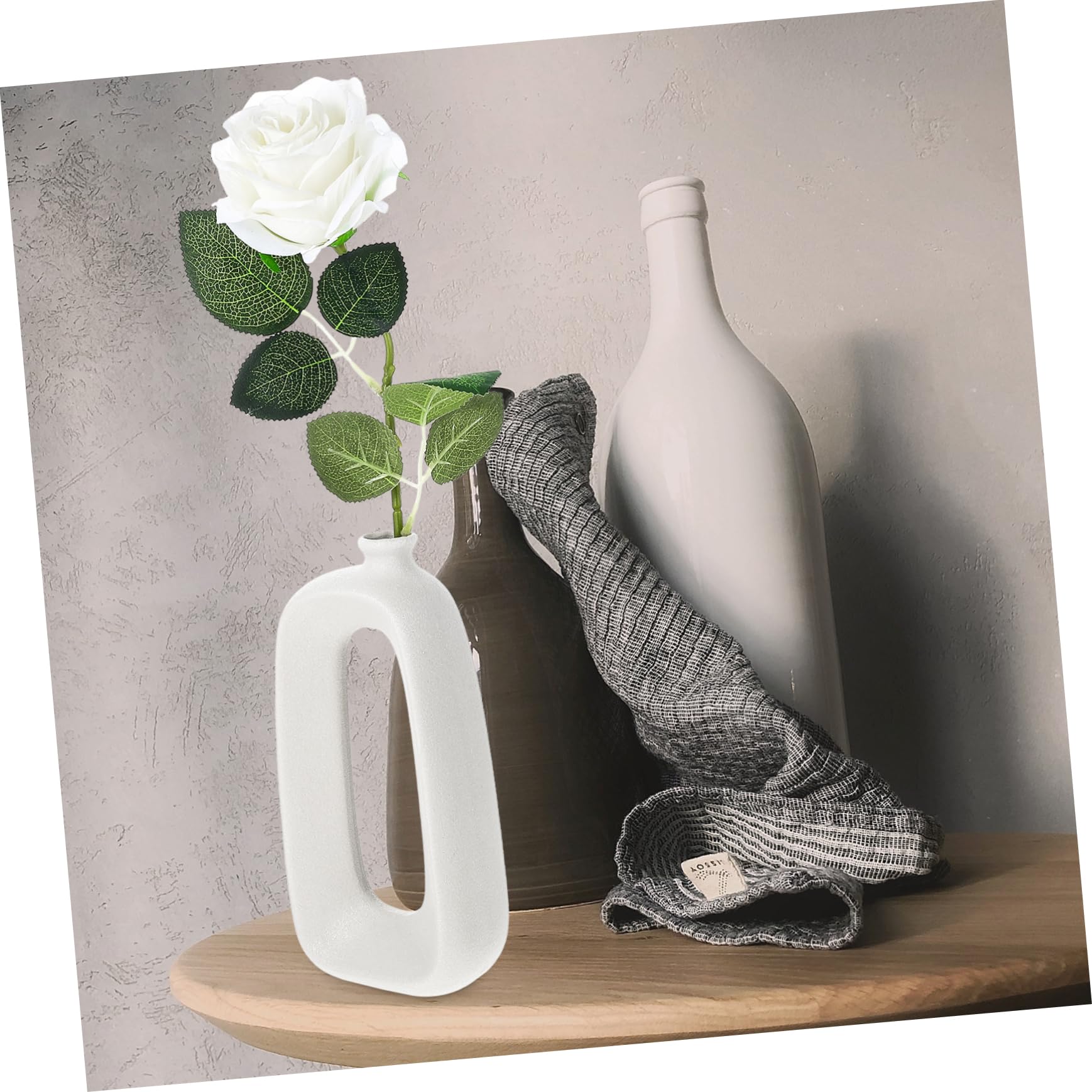 Jarrón de Cerámica Pequeño de Forma Especial Blanco 2 Piezas | Acabado Mate, Resistente al Desgaste y Finamente Procesado, para Flores y Plantas, Uso Hogar u Oficina