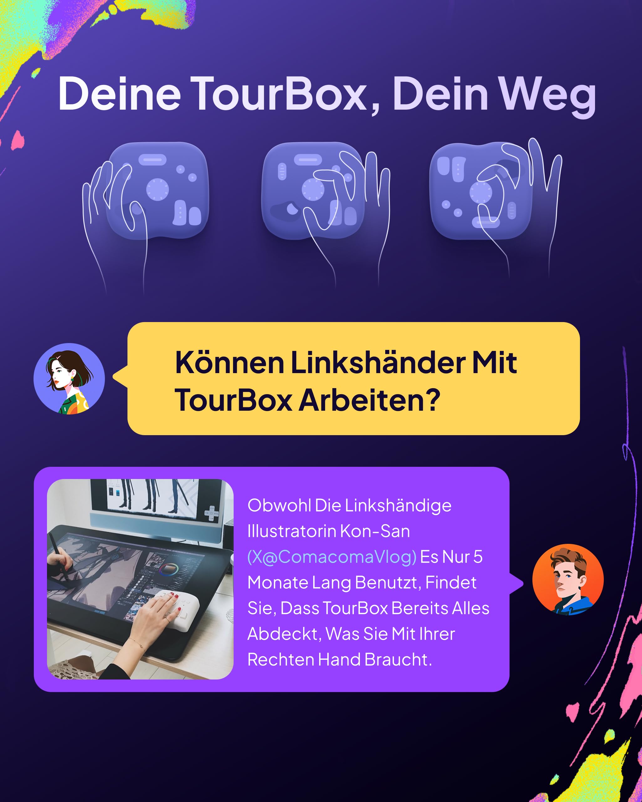 TOUR BOX Lite Bluetooth, Kompakte Bearbeitungstastatur Makro-Controller mit anpassbarer Software für Digitale Künstler, Fotografen, Editoren, Content Creator – Effizienz in Farbe (Schwarz)