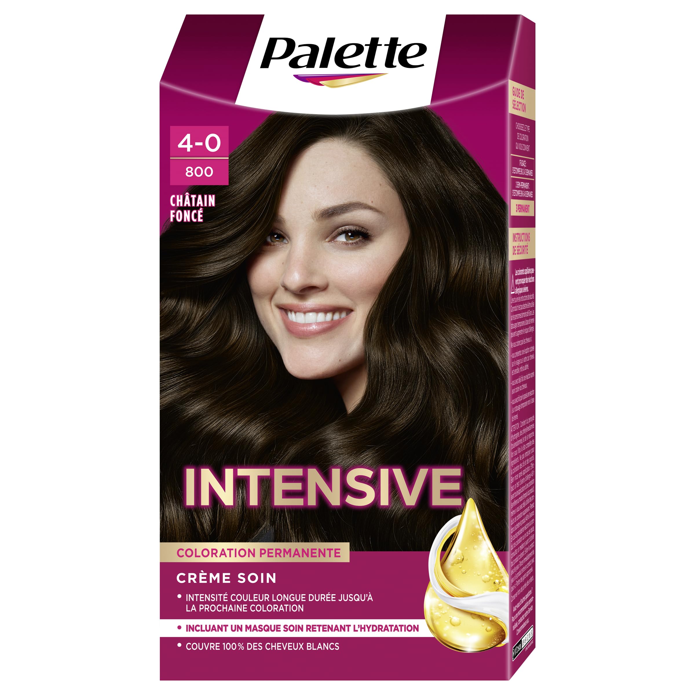 Schwarzkopf - Palette - Coloration Permanente Cheveux - Crème Soin - Couvre 100% des Cheveux Blancs - Tenue 8 semaines - Chatain Foncé 800