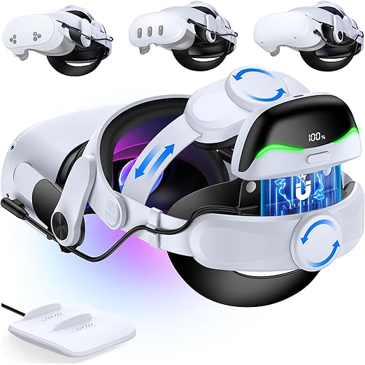 Kawaye Comfort Head Strap for Meta Quest 3S/Quest 3/Quest 2 Head Strap,6700mAh Hot-Swap Battery & Charge Station for Oculus Head Strap VR Headset Strap Accessories Reduce Stress Extend Playtime