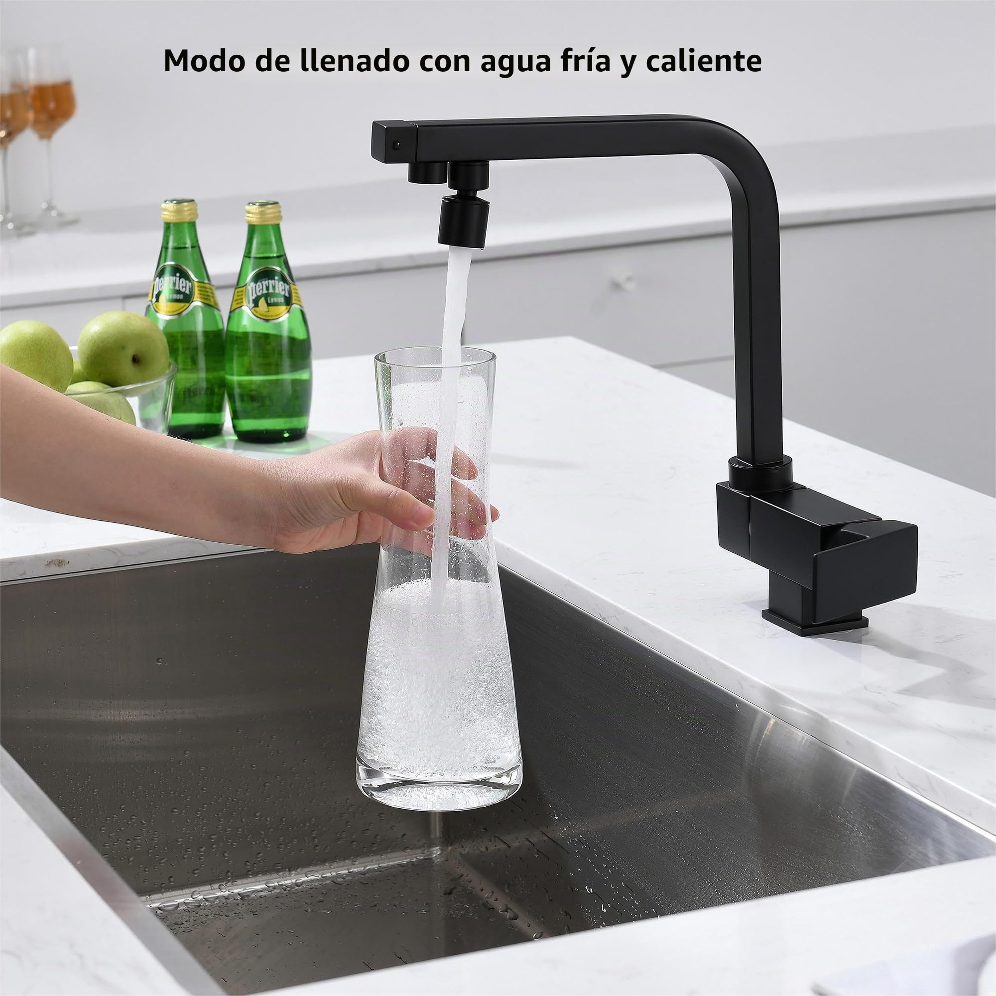Grifo Cocina Abatible,grifo Cocina Osmosis,grifo De Cocina Tres Vias Osmosis Abatible,Grifo De Fregadero Plegable Giratorio 360°,Grifo Para Fregadero Bajo Ventana,material De Latón (Negro)