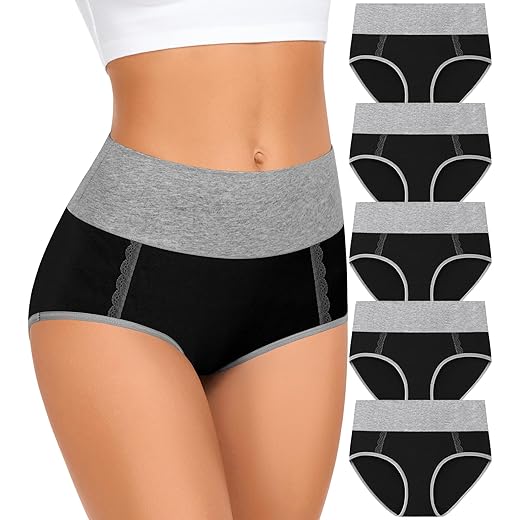 MISSWHO Cotton High Waisted Womens Underwear Soft Stretch Breathable Full Coverage Ladies Panties Multipack