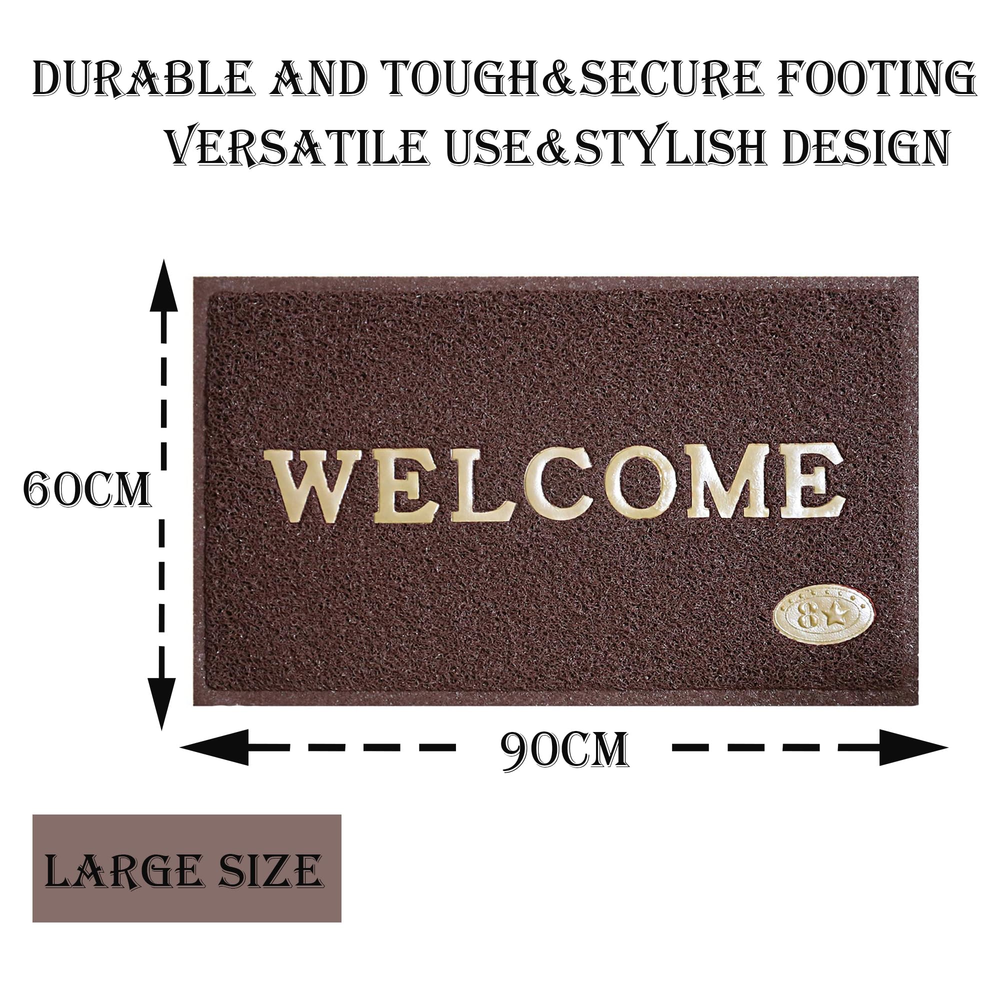 Kuber Industries Welcome Mats for Door Entrance | Door Mats for Office | Foot Mats for Home | Anti Slip Rubber Floor Mat | Large | Wine 3