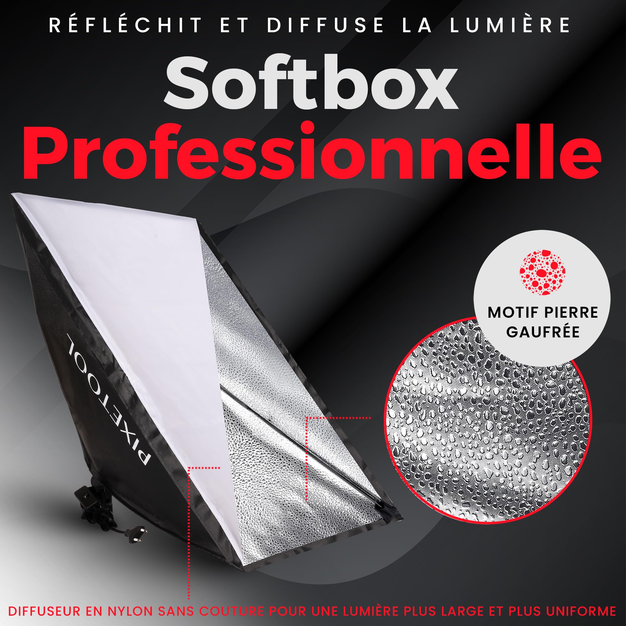 Softbox Kit Studio Photo et Éclairage - 2 Softbox 50x70 cm, 2 Parapluie Photographie, 2 LED Lampe Photo 4800 Lumens 3000-6000K - Eclaraige Light - Lumiere Video Streaming Gaming