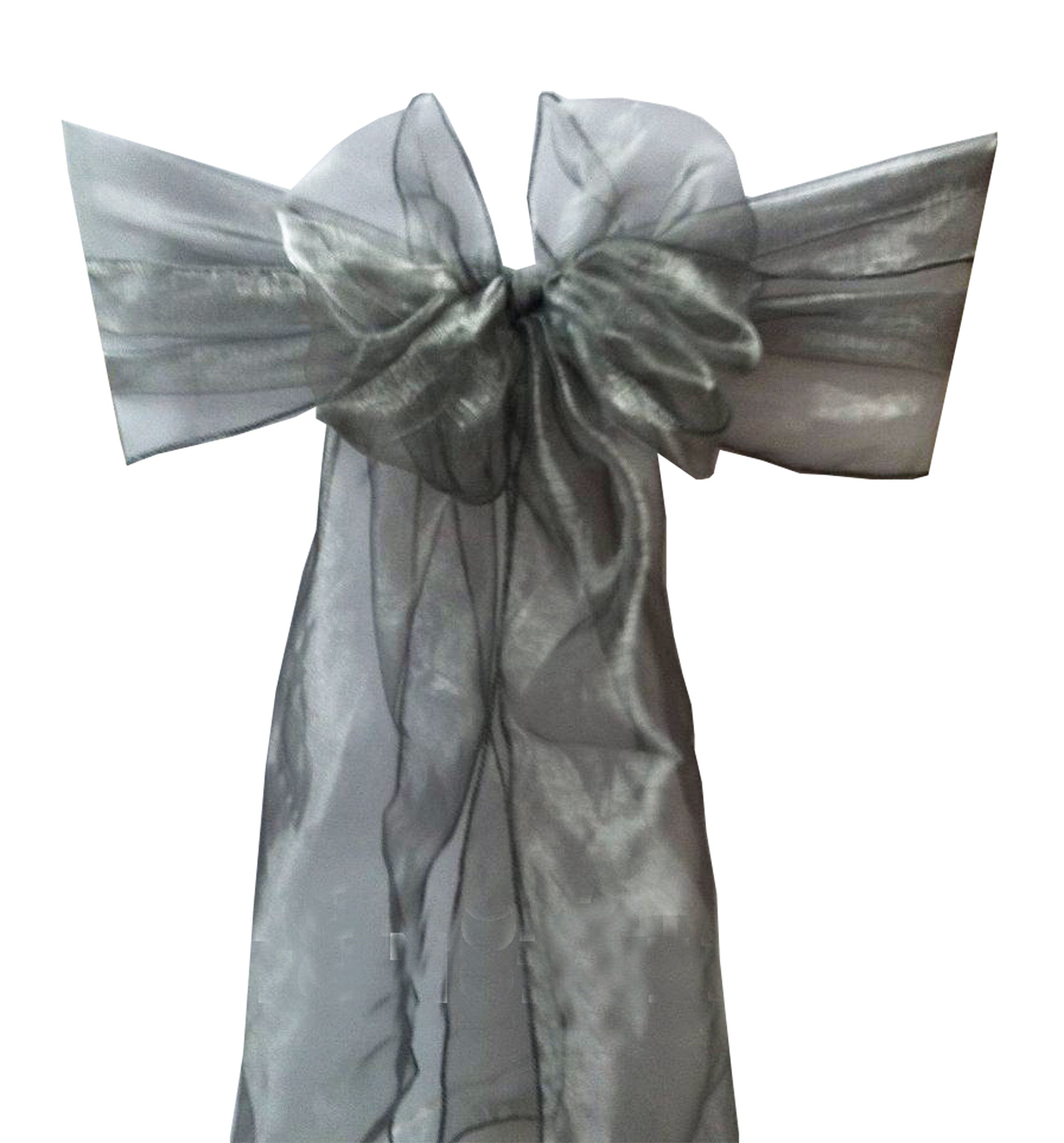Wedding_decorations Silver Organza Chair Sashes Wider Fuller Cover Party Decoration (, 50Pcs)