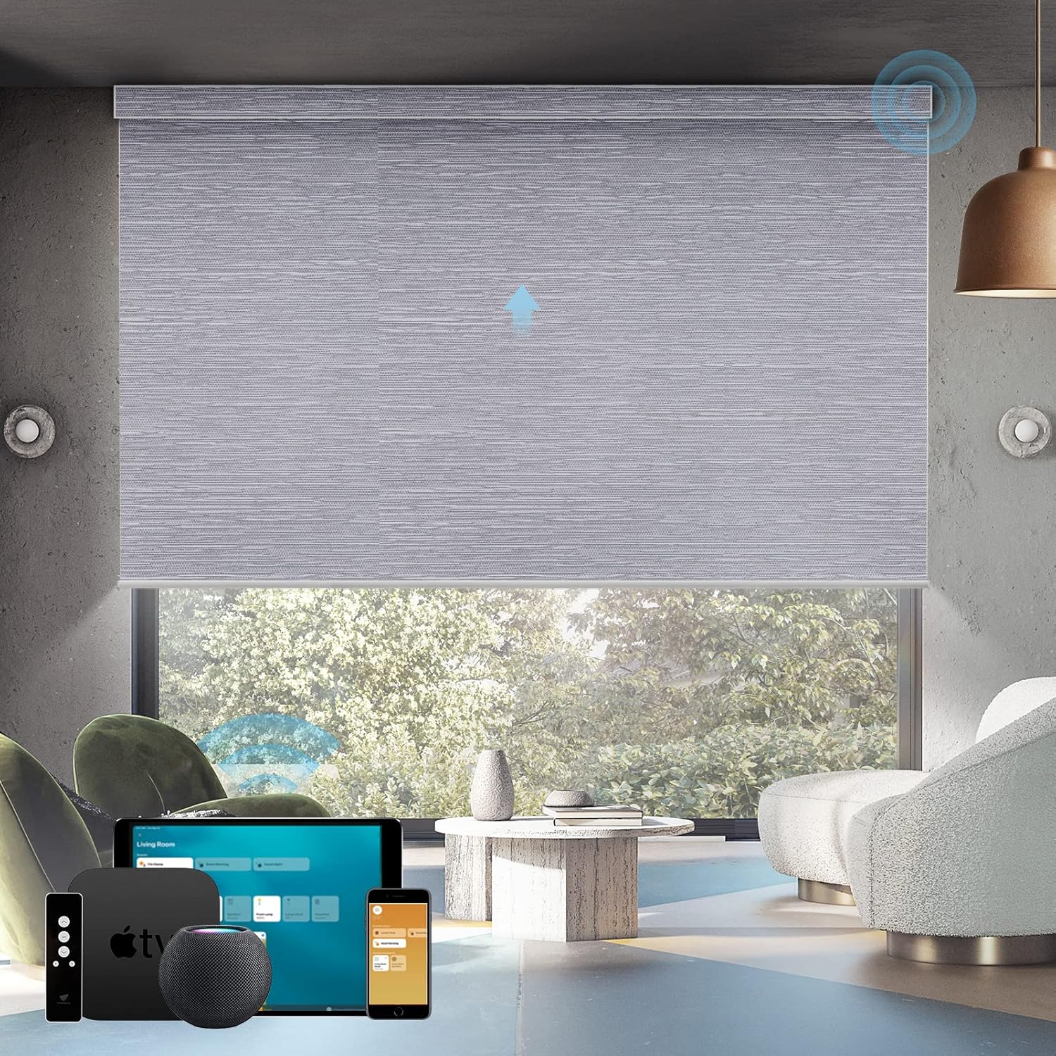 SmartWings Motorized Roller Shades Work with Homekit, 100