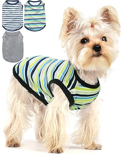 Yikeyo Paquete de 4 ropa de cachorro para perros pequeños camisas de verano para chihuahua yorkies trajes de mascotas ropa para gato chaleco de