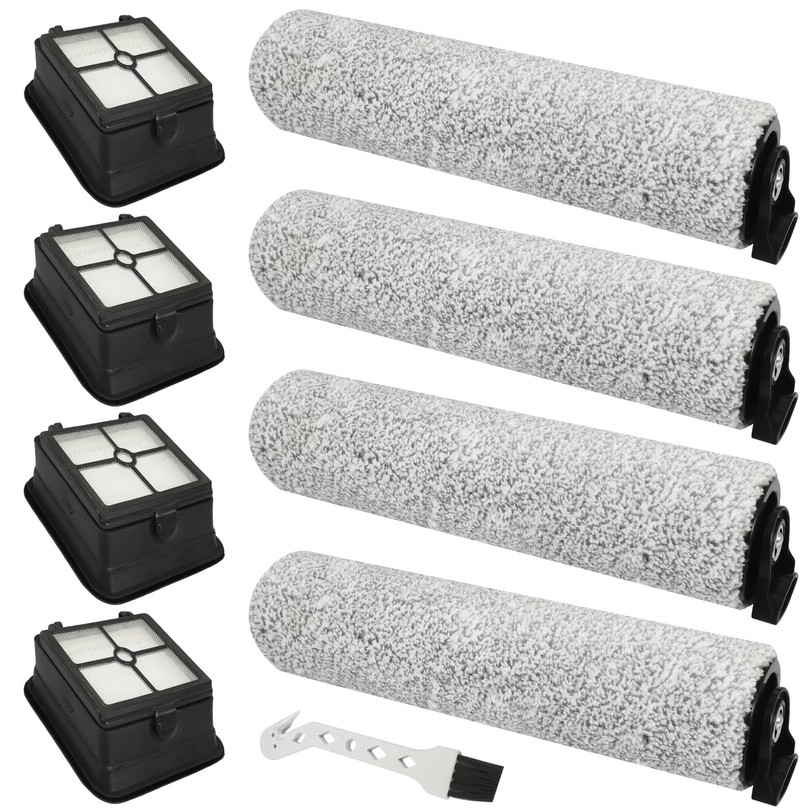 4 Sets Replacement Brush Rolls and Vacuum Filters Compatible with Tineco iFloor 3 and Floor One S3 Cordless Wet Dry Vacuum Cleaner