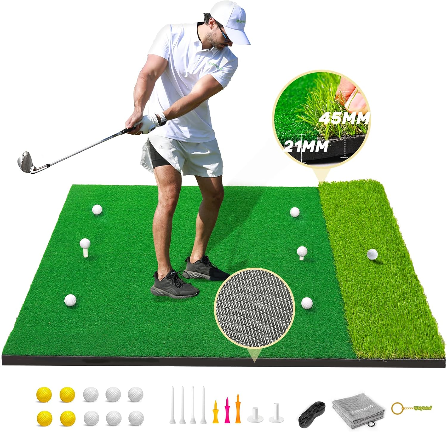 MyVoice Golf Hitting Mat Pro 5x4ft Premium Indoor