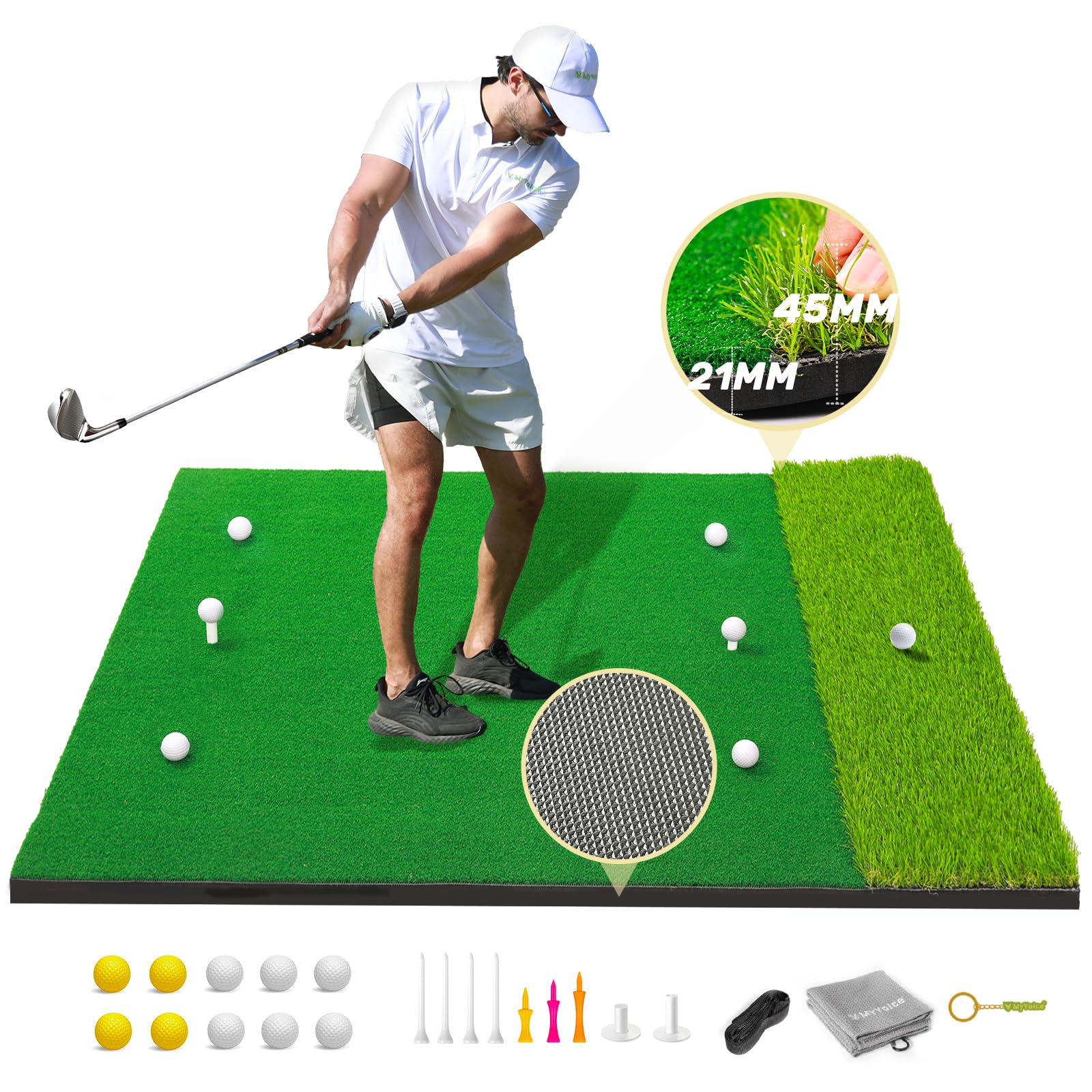 Pro Thickened Golf Mat Set - 5x4ft | Premium Indoor/Outdoor Training ...