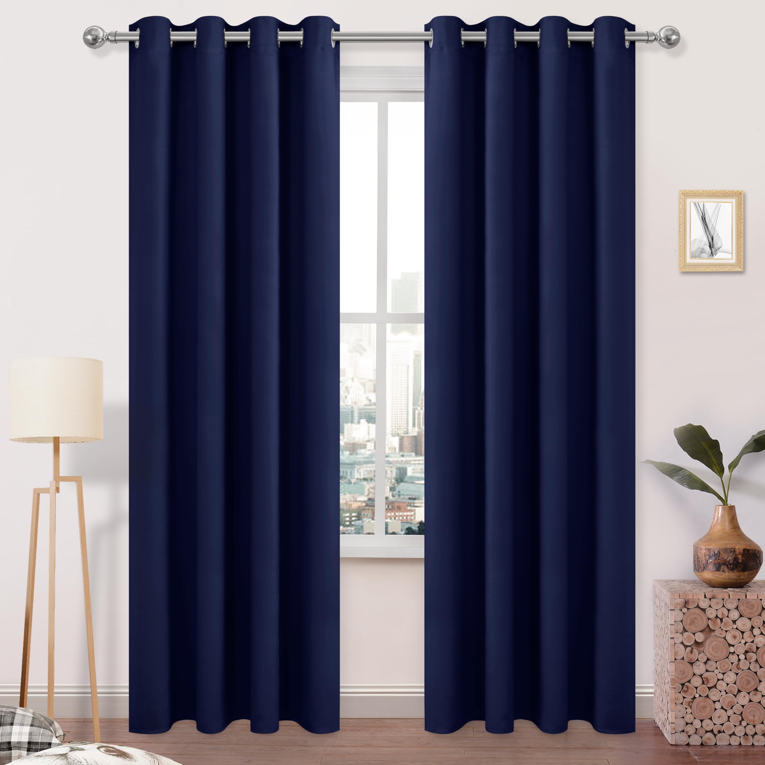 DWCN Navy Blue Blackout Curtains 84 Inches Long, Room Darkening Thermal Drapes for Bedroom, W52 x L84 Inches Long, 2PCS โ image 1