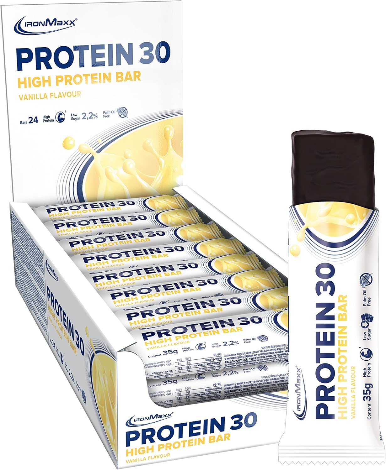 IronMaxx Protein 30 Protein Bar, 24 x 35 g (Pack of 24), Vanilla