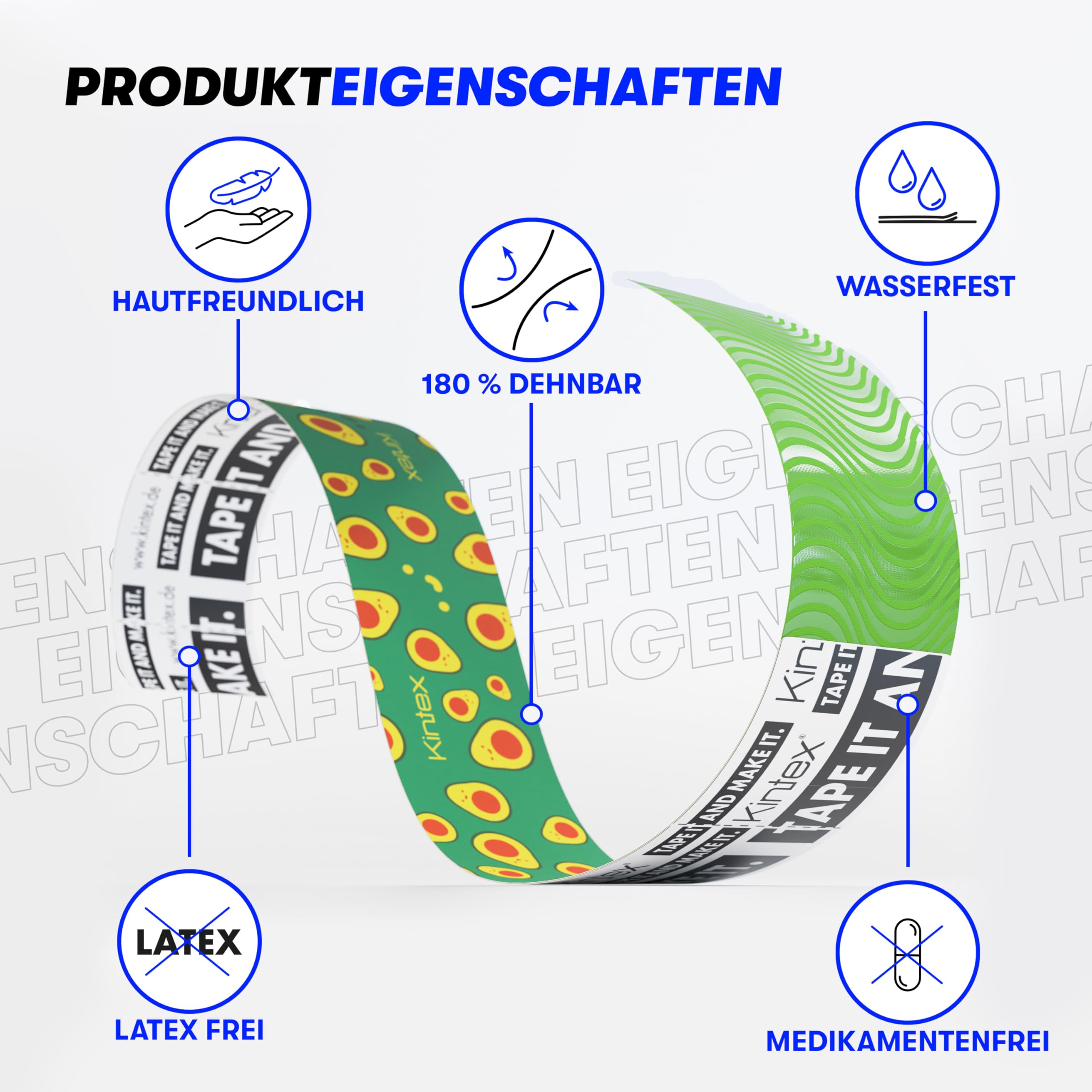 Kintex Kinezjologie Tape Design Edition, 5 cm x 5 m, przyjazna dla skóry i wodoodporna taśma kinezjologiczna, taśma fizjologiczna, taśma medyczna, taśma sportowa (Be Corney)