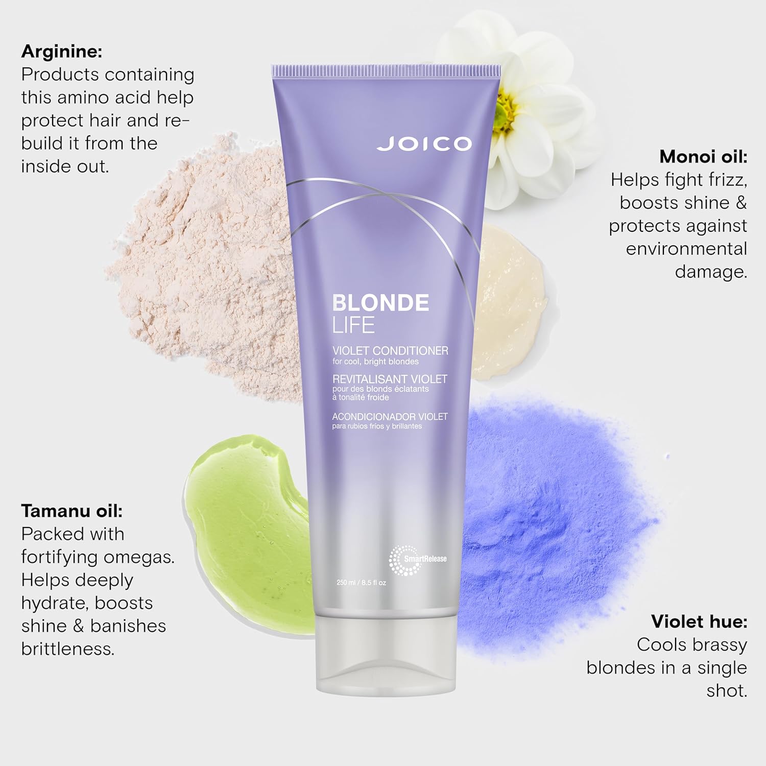 Joico Blonde Life Violet Conditioner | For Cool & Bright Blonde Hair | Neutralize Brassy Tones | Banish Yellow Tones | Boost Shine | Sulfate Free | With Monoi & Tamanu Oil - Image 4