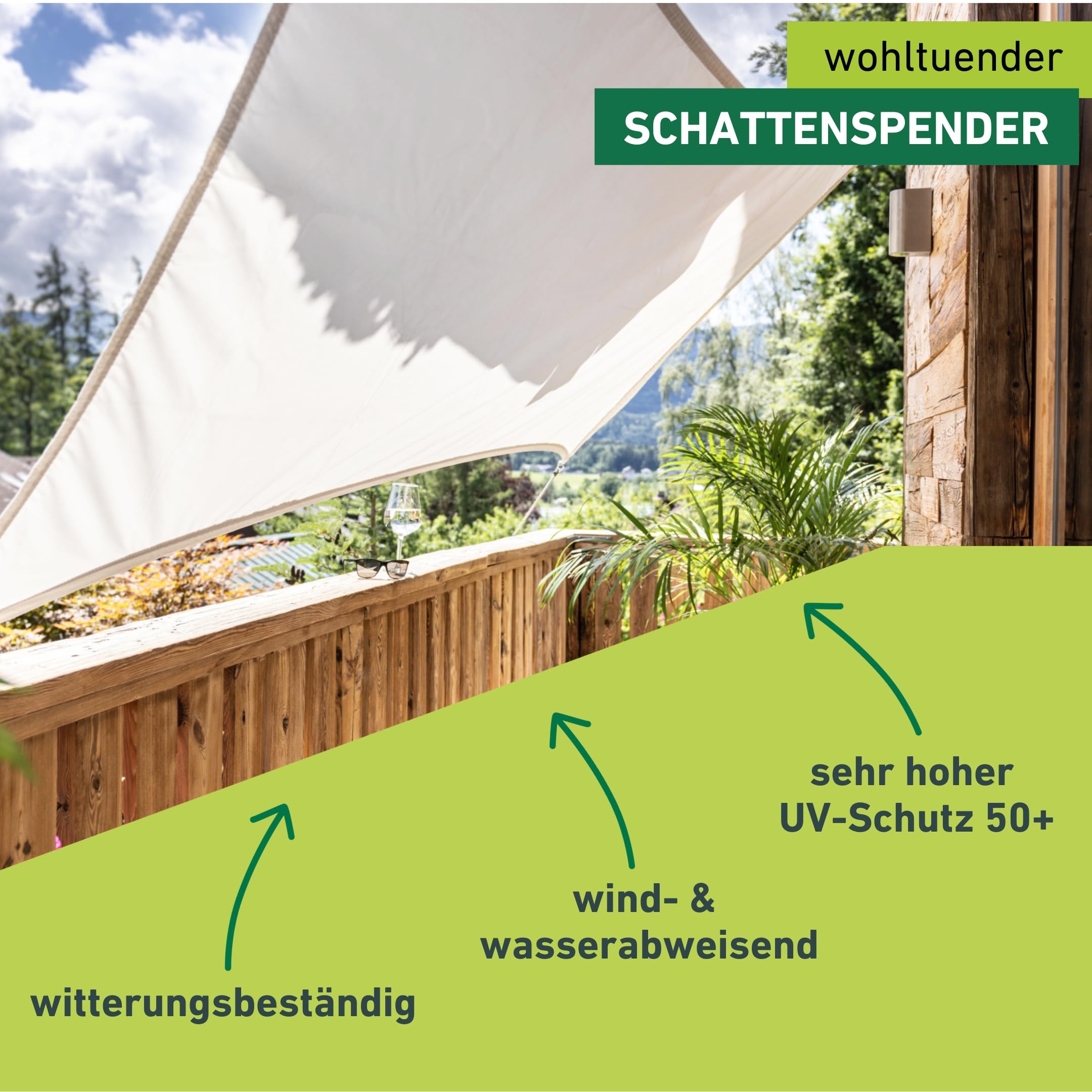 Windhager Balkon-Sonnensegel "CANNES", Hellgrau rechteckig, 100 Prozent recyceltes Polyester, 2,7 x 1,4 m, 150 g/m², Sonnenschutz für Balkon, inkl; befestigungsseil, wind- und wasserabweisend