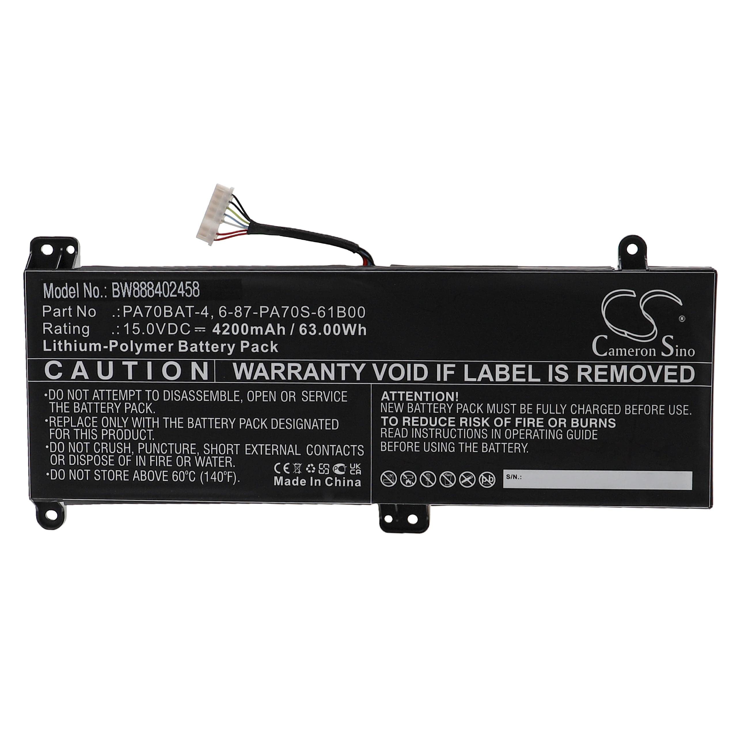 vhbwReplacement Battery compatible with PowerSpec 1710 Laptop (4200mAh, 15 V, Li-polymer)