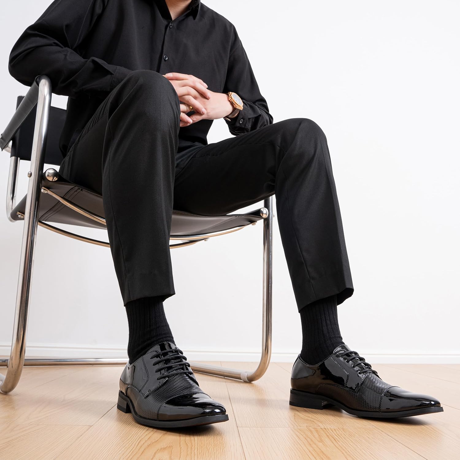 Jousen Mens Dress Shoes Tuxedo Patent Oxford Classic Comfortable Dress Shoes for Men - Image 9