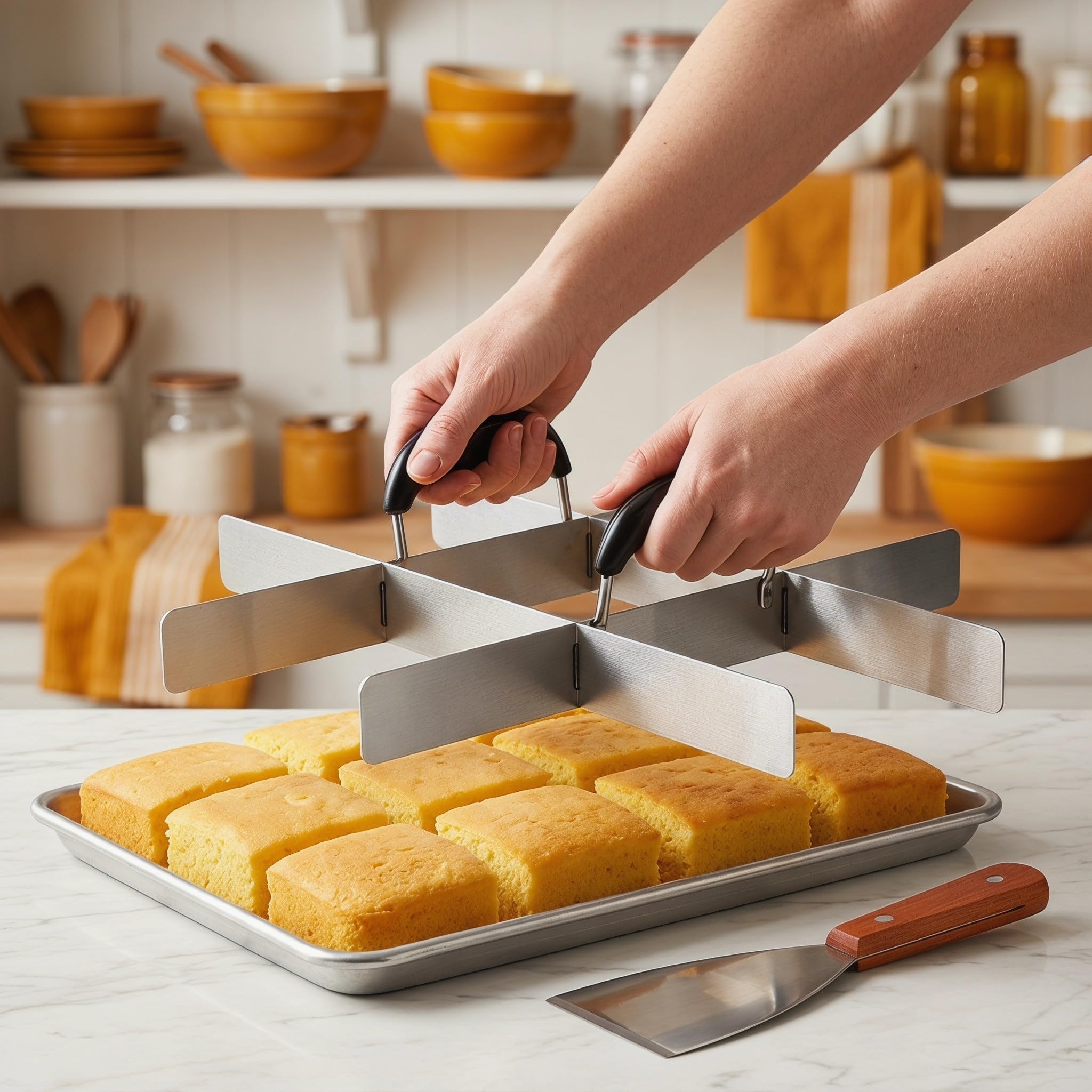 Separador de Porciones de Pastel de 9 Cuadrículas en Acero Inoxidable