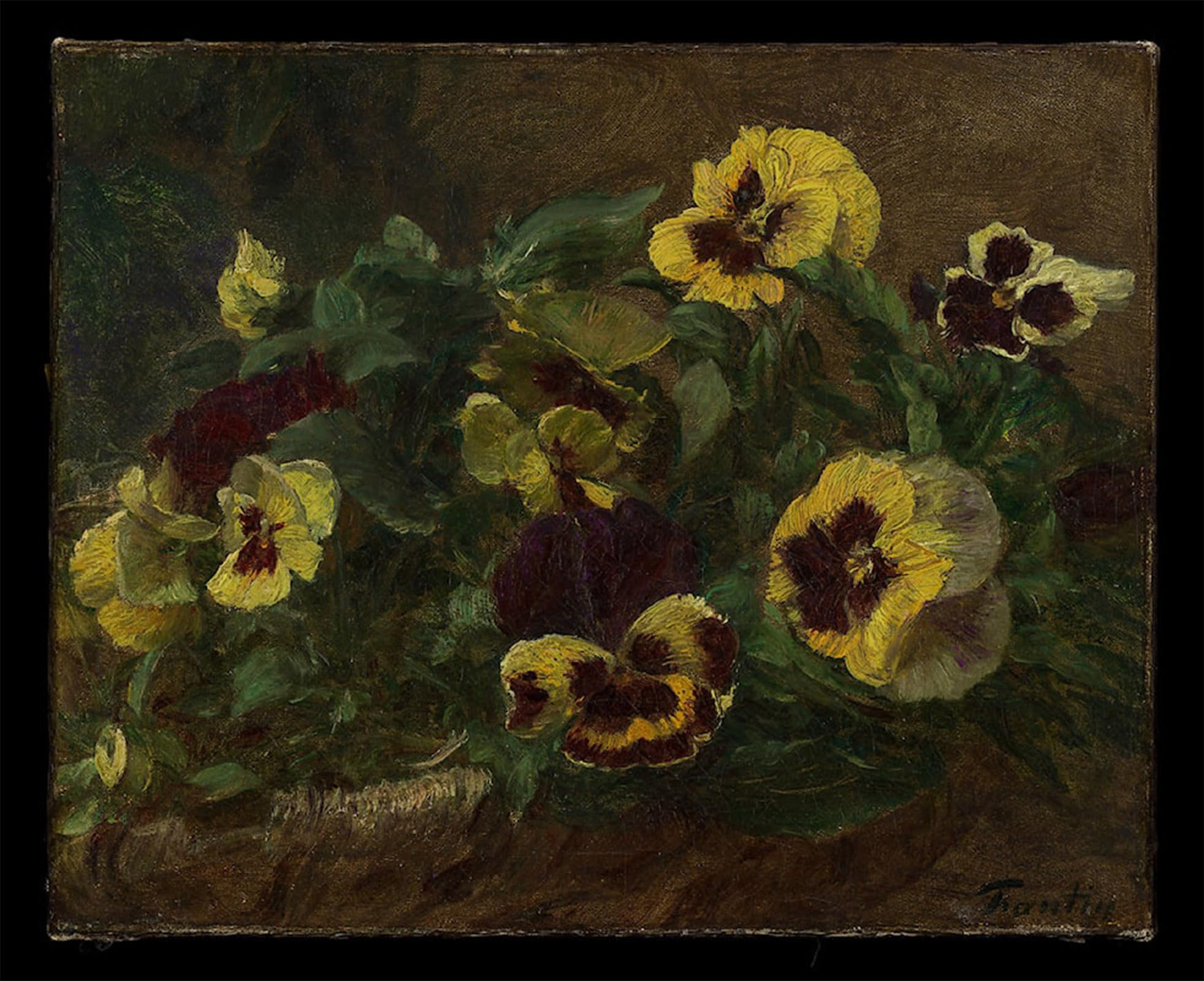 SERENDIPITP Retro Picture Poster Wall Art Pictures Painting Pansies Henri Fantin-Latour Wall Art Canvas Print for Wall Decor 60x90cm