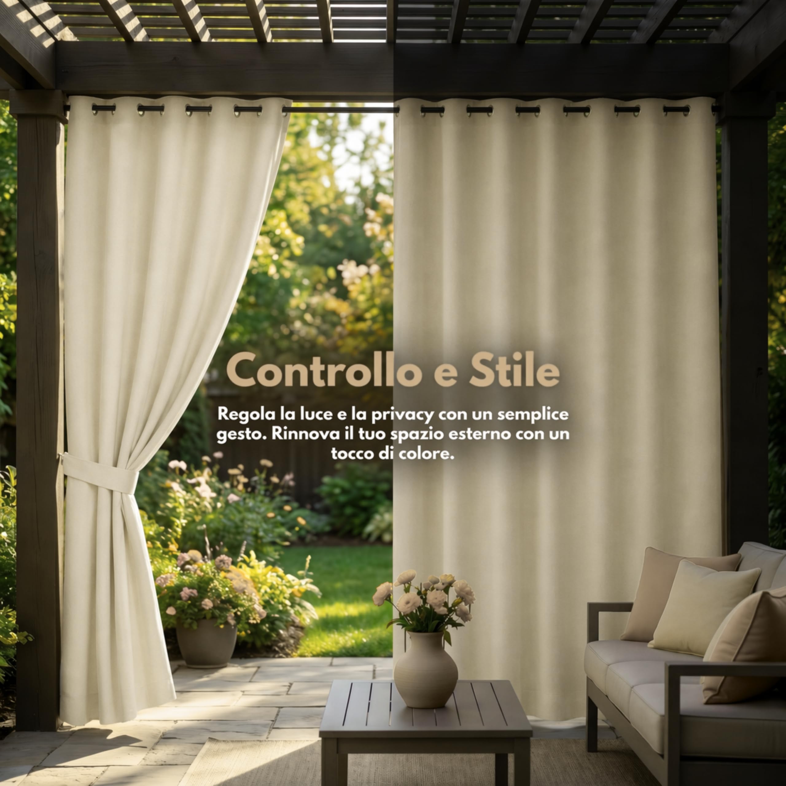 Tenda da Sole a Caduta Beige per Balcone 290x290 cm 1700g, Protezione UV, Verticale per Terrazza e Giardino