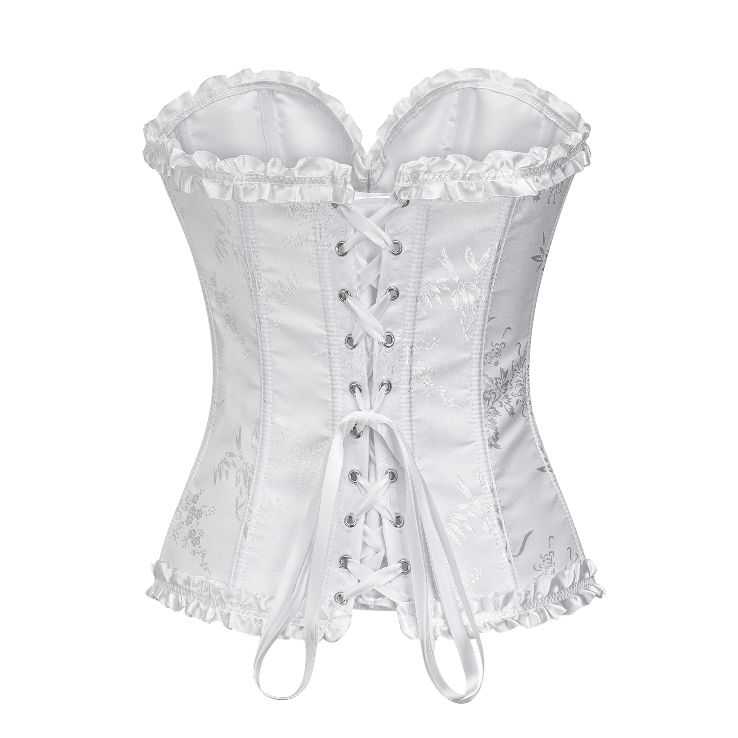 SZIVYSHI Corset Tops for Women, Bustier Shapewear Lingerie, Lace Waist Push Up Bodysuit: Medium Brilliant White