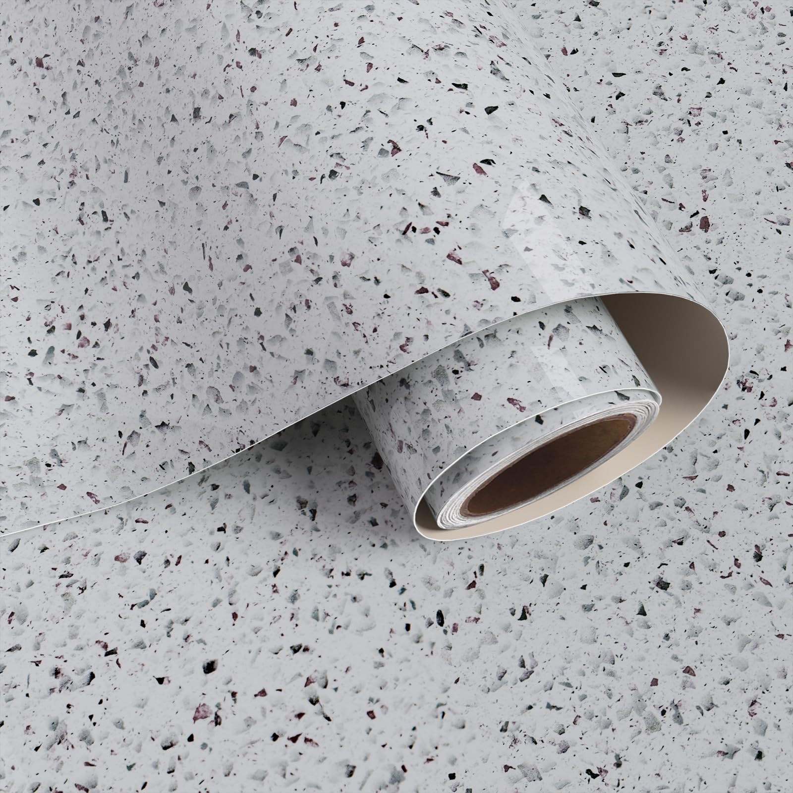 VaryPaper Glossy Granite Self Adhesive Wallpaper 40cmx800cm Removable Terrazzo Contact Paper for Kitchen Countertops Marble Sticky Back Plastic Granite Vinyl Wrap for Furniture Cupboards Shelf Liner