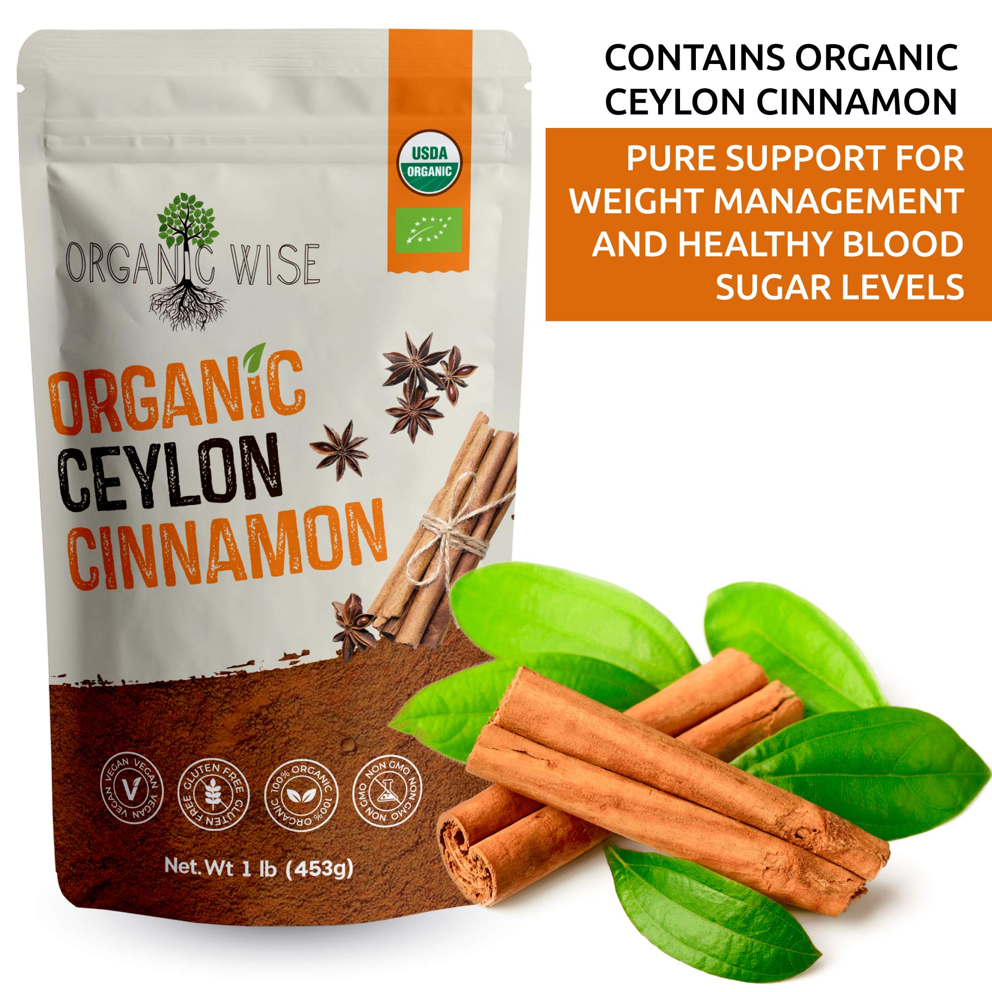 Organic Wise Ceylon Cinnamon Powder Organic, Pure Ceylon Cinnamon Spice
