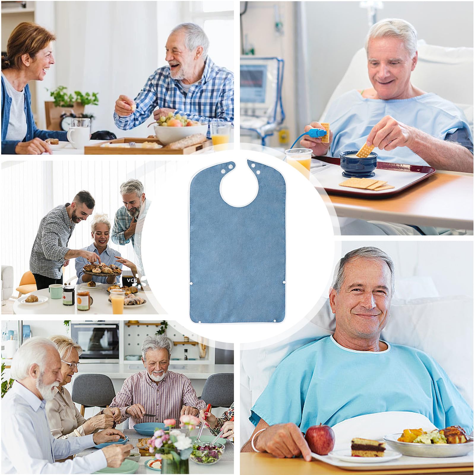4 baberos para adultos, baberos impermeables para adultos, baberos para personas mayores, reutilizables, ajustables, unisex, protección de ropa para madre, padre, ancianos, discapacitados