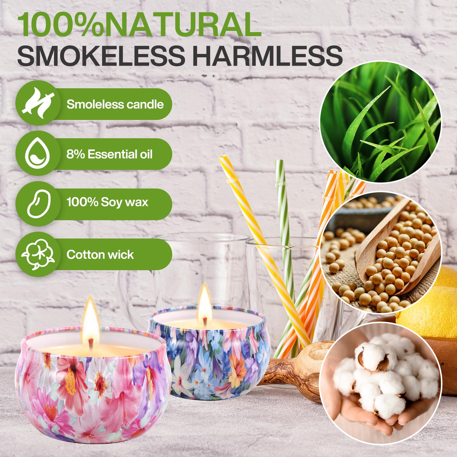 Velas Perfumadas, 12 Piezas Velas Aromáticas, Velas Decorativas, Juego De Velas Perfumadas, Hasta 240 Horas Para Baño, Yoga, Bodas, Navidad, Día de La Madre, Regalos de Cumpleaños (12 Aromas) — view 3
