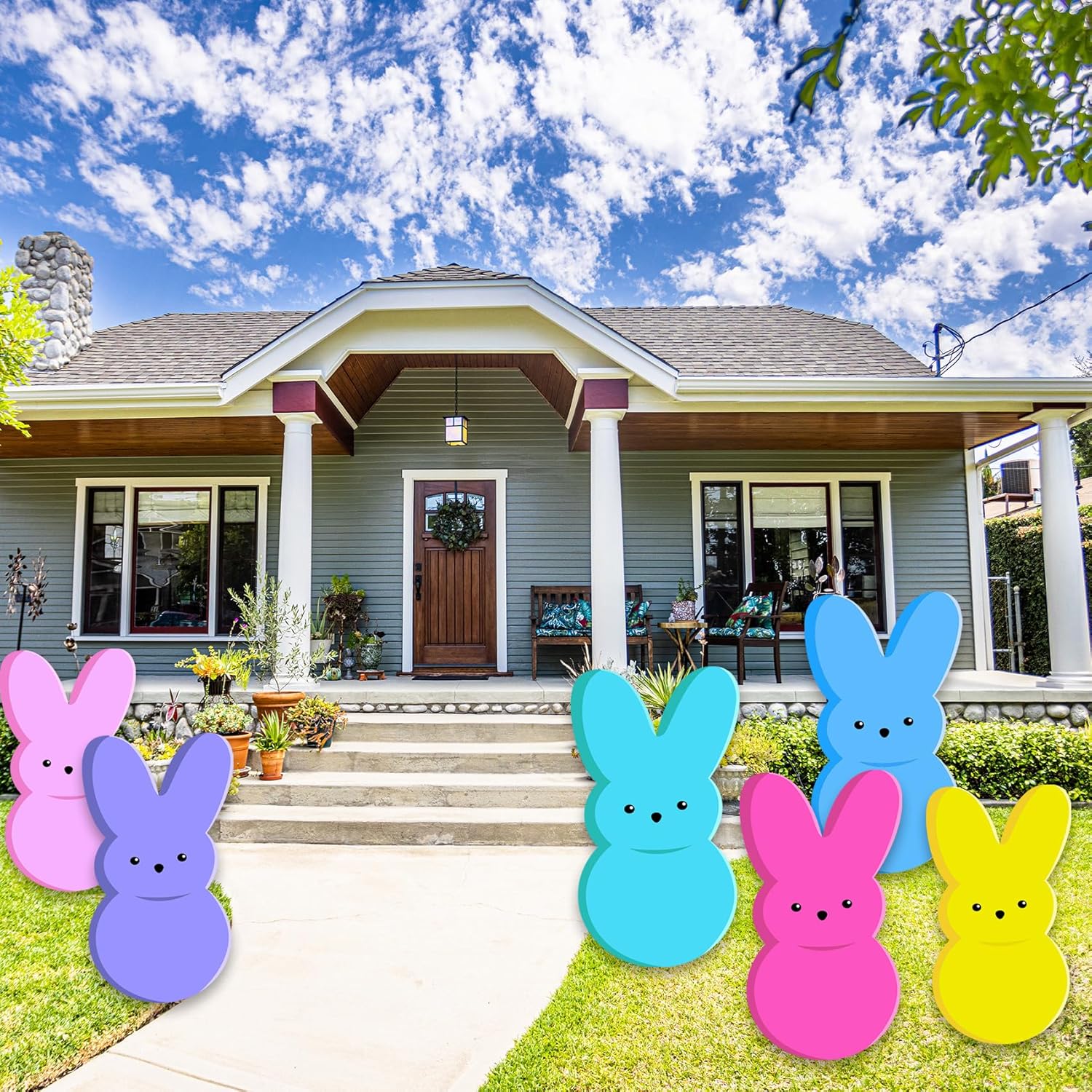 24in Bunny Yard Sign Stakes - Outdoor Lawn Decorations for Easter Party Supplies