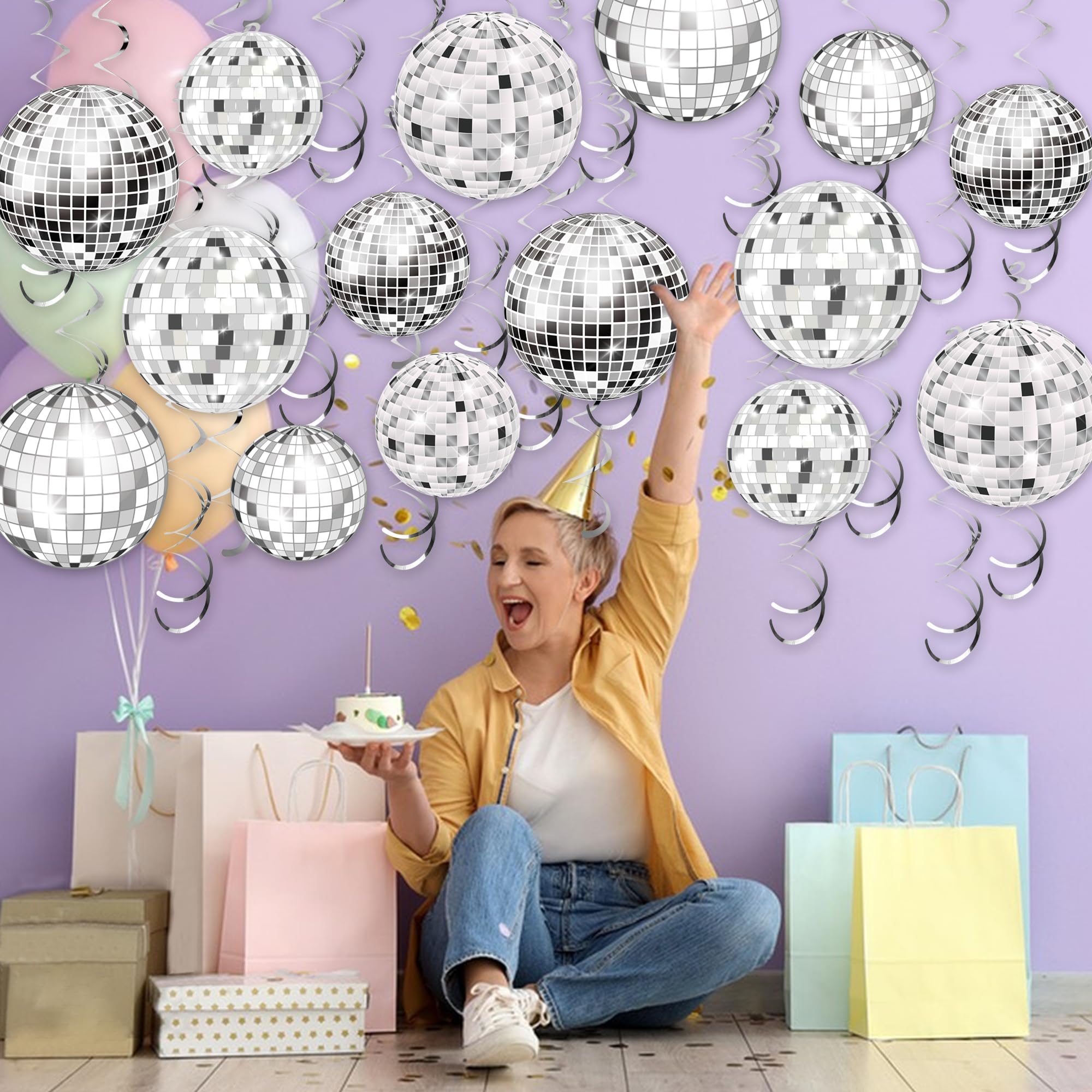 Décorations De Fête Thème Musical - 12 Tourbillons Suspendus + Bannière - Papier Aluminium, Pour Anniversaires, Soirées, Festivals