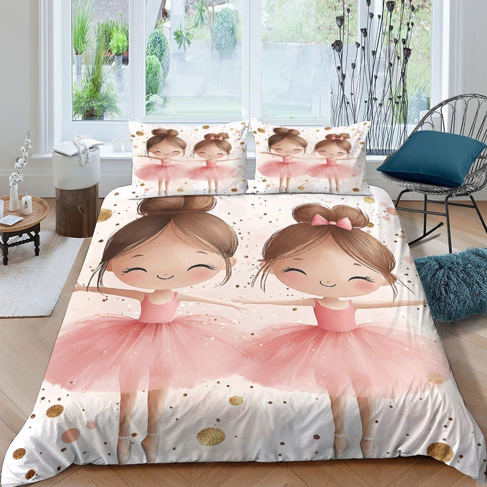 Ctjqhvkz Girls Style-4 3D Printed Ballerina Pink Fitted Sheet Microfiber Soft Breathable Cartoon Bed Cover For Bedroom Guest Room Decor Single（135X200cm）