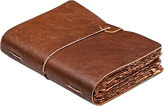Leather Village Leder-Tagebuch, nachfüllbar, Reisetagebuch, Vintage-Ledereinband, für Damen und Herren, 25,4 x 17,8 cm