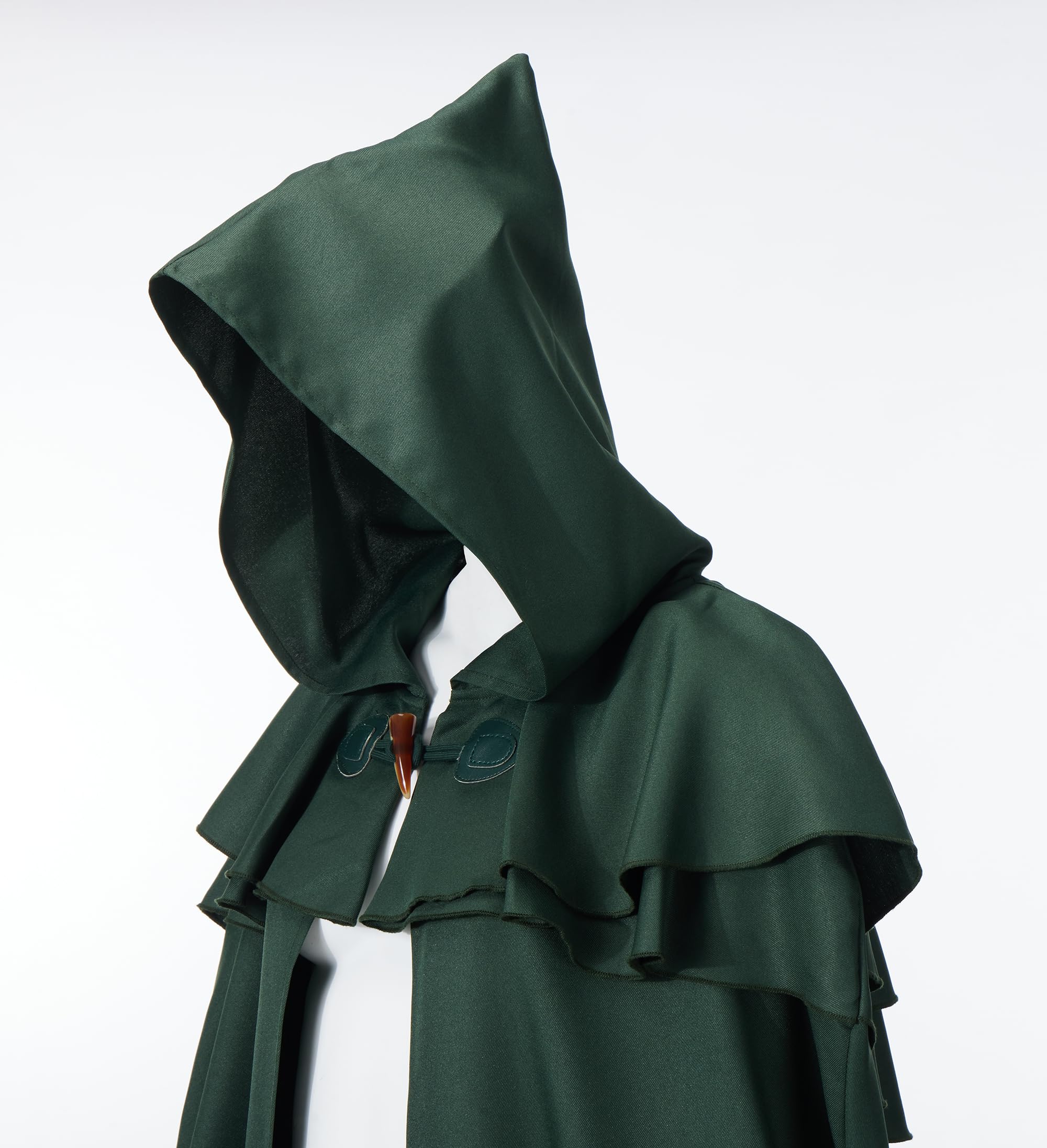 Regenboog Hooded Renaissance Cape for Women Men,Adult Medieval Cloak,Viking Cloak,Green, 51inch/130cm - Image 4