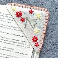 Vista 75 de Marcapáginas de esquina bordado a mano personalizado, lindo marcador de libro con flores, regalo de costura a mano para mujeres amantes de los Rojo
