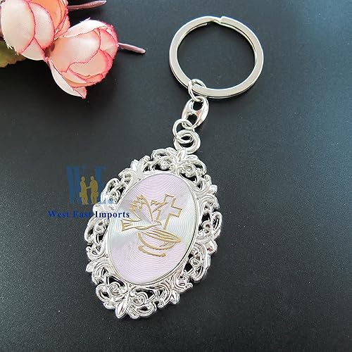 Vista 6 de Personalizado Bautismo Favor (12 PCS) Llavero personalizado Bautizo Grabado Primera Comunión Gol