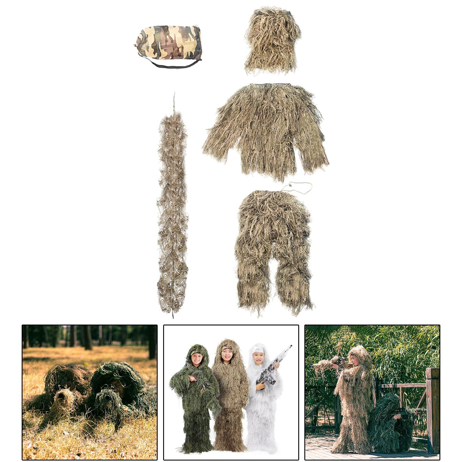 Almencla Tenue de pour Enfants, Jeu de Guerre, Jungle, Marron 110~140 CM