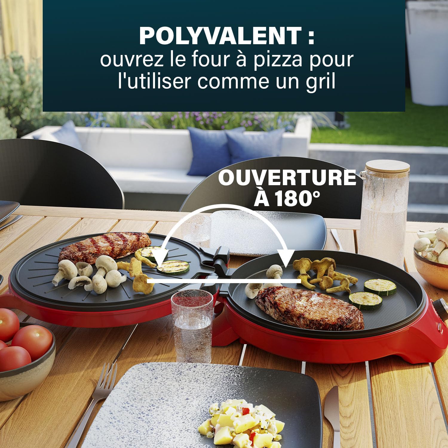 Princess Pizza Maker - Ø 32 cm - Thermostat réglable - Multifonctionnel - Fonction gril incluse - jusqu'à 200°C - 115007