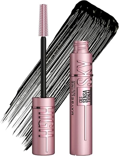 Maybelline New York Lash Sensational Sky High Mascara, Volumising & Lengthening Mascara, Washable Flake-Free Formula Infused with Bamboo Extract & Fibres, 7.2 ml, Shade: 01, Black