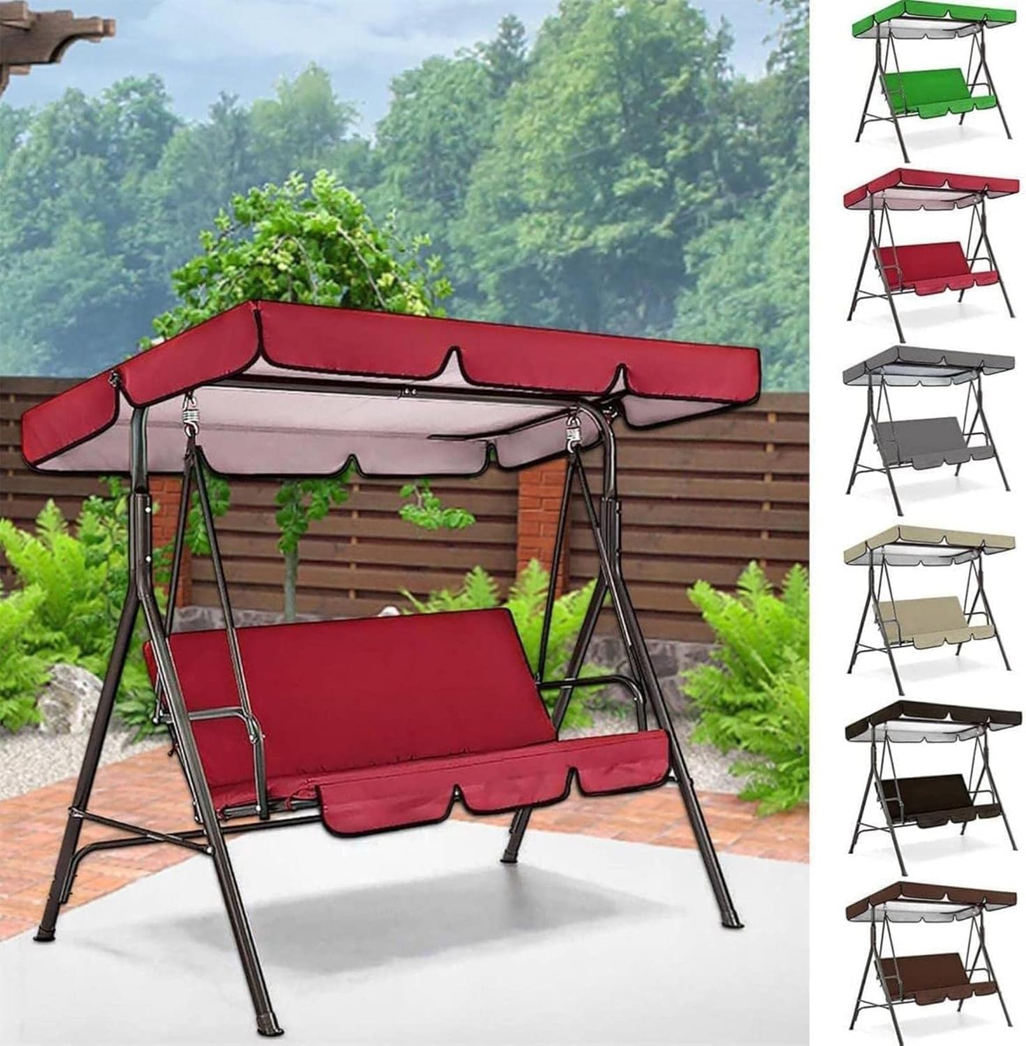 Universal Replacement Roof for 3 Seater Garden Swing, Patio Swing Cover Set, Replacement Cover for Sun Canopy, Swing