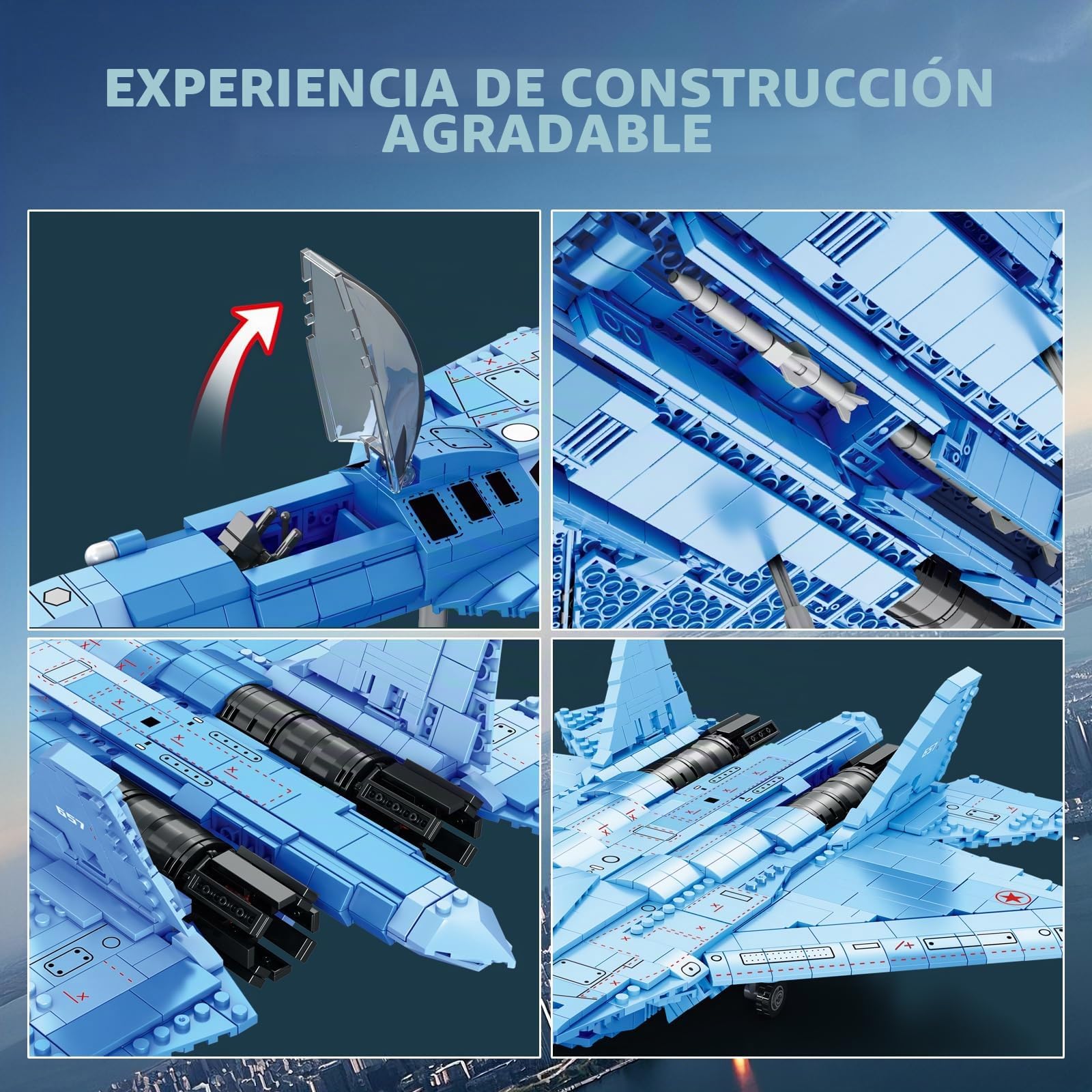 Reobrix SU-57 Heavy Fighter Jet - Kit de construcción de bloques de avión militar para adultos, 33030, juguete de ladrillo de decoración de aviones, regalos para hombres, niños a partir de 14 años